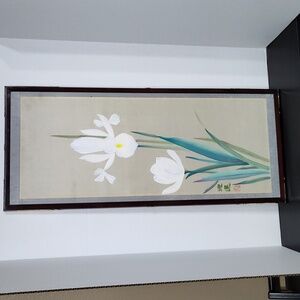 Iris painting on silk Still Life Artwork Iris painting on fabric